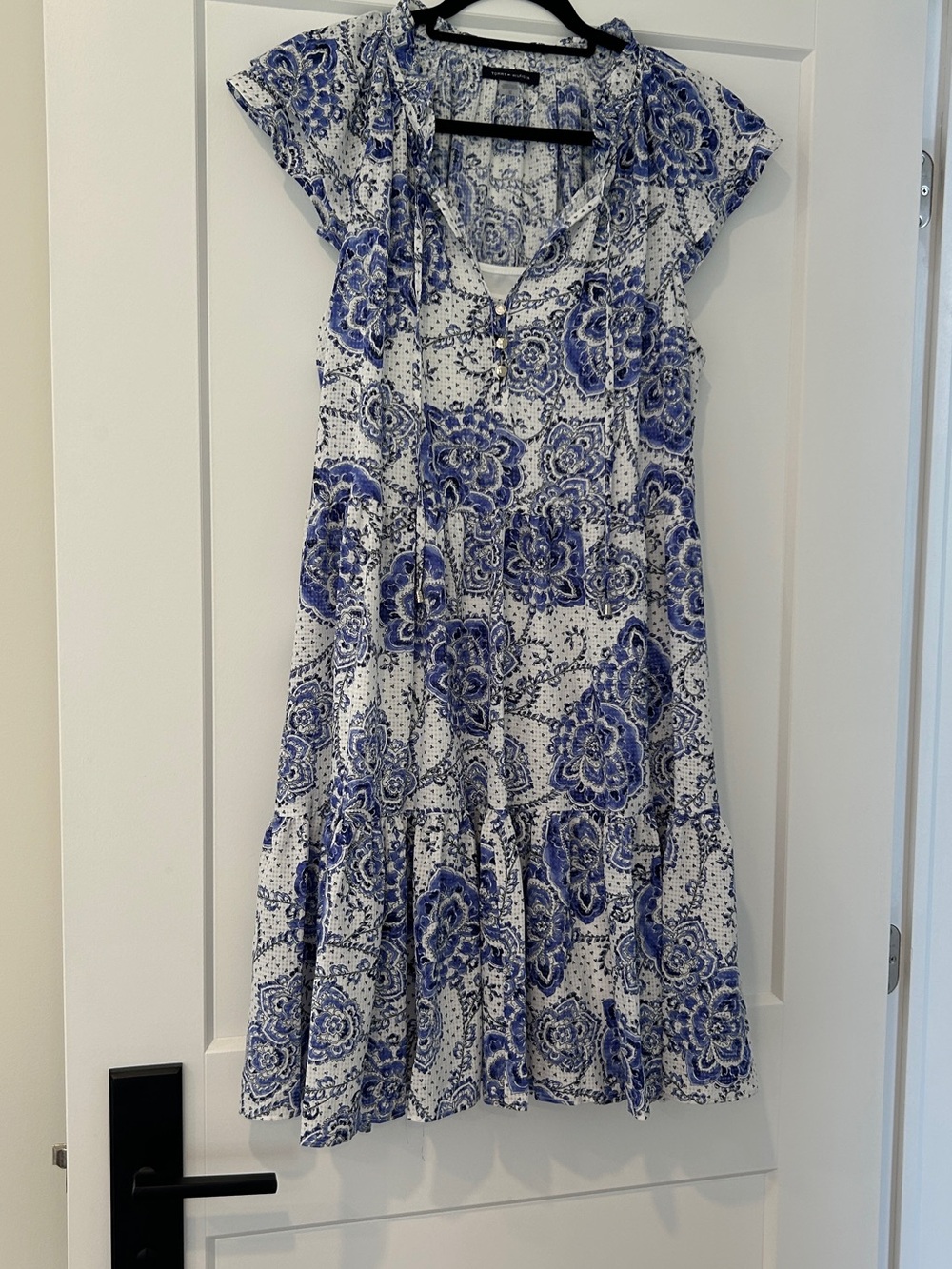 Tommy Hilfiger Tiered Blue Ruffle Dress